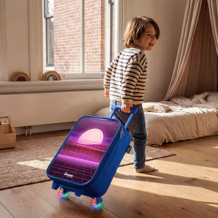 Kinderkoffer - Blauw - Rasterlandschap met zon — 3