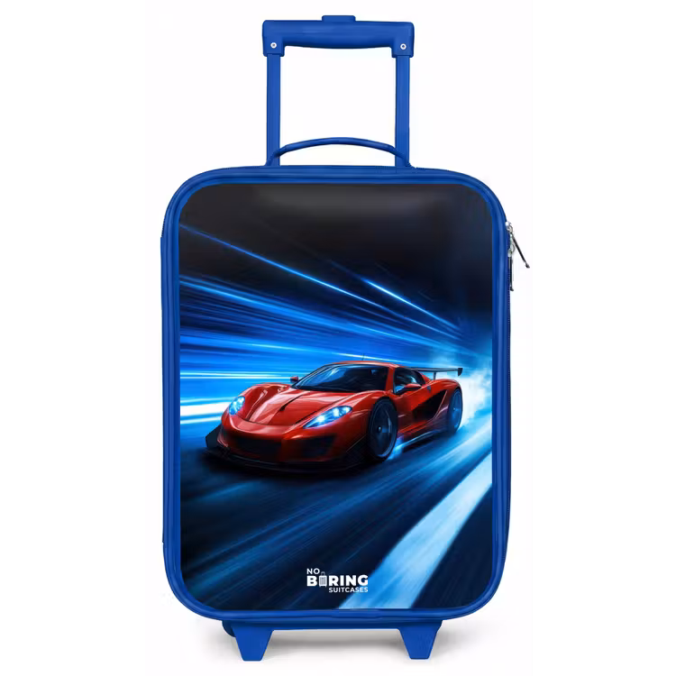 Kinderkoffer - Blauw - Rode racewagen in digitale snelheidswereld — 1