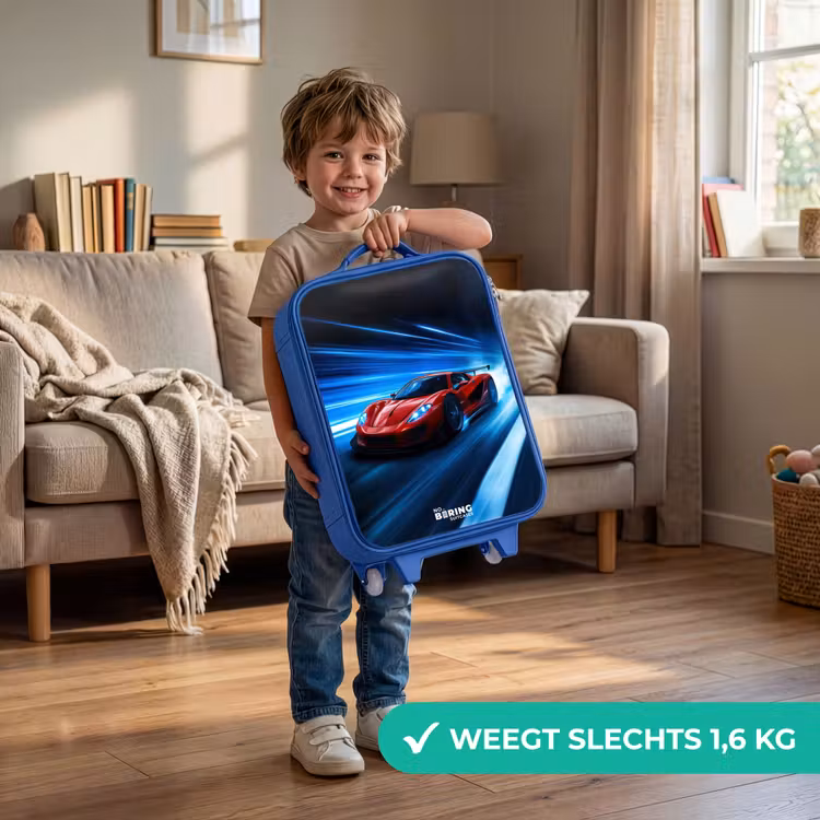 Kinderkoffer - Blauw - Rode racewagen in digitale snelheidswereld — 2