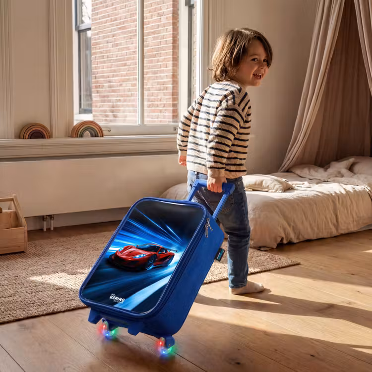 Kinderkoffer - Blauw - Rode racewagen in digitale snelheidswereld — 3