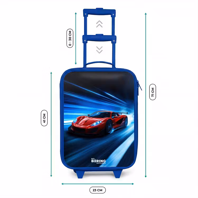 Kinderkoffer - Blauw - Rode racewagen in digitale snelheidswereld — 6