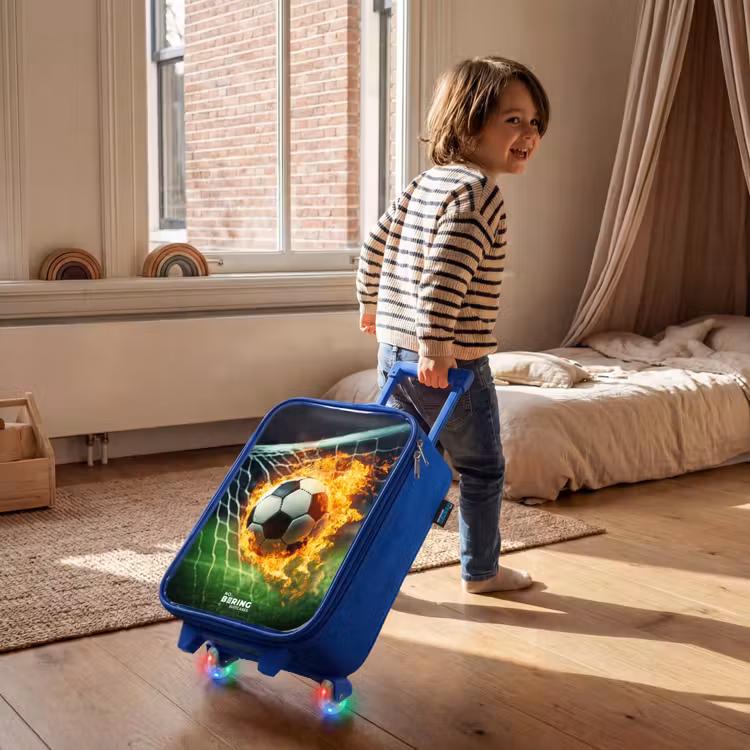 Kinderkoffer - Blauw - Vuurvoetbal in doelnet vastgelegd — 3