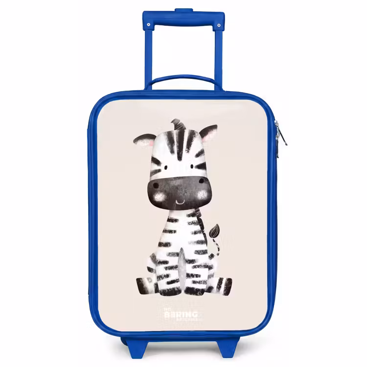 Kinderkoffer - Blauw - Zebra portrettekening met beige achtergrond — 1