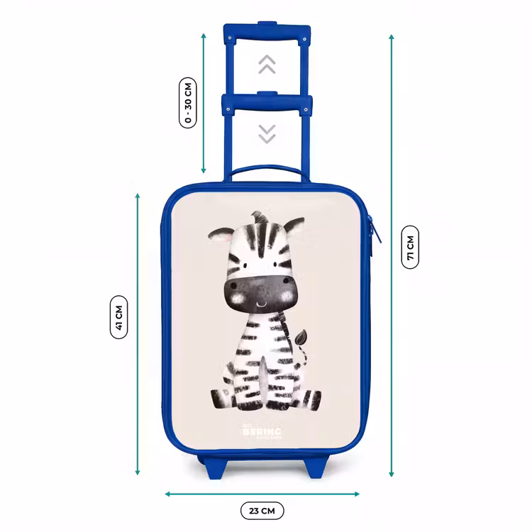 Kinderkoffer - Blauw - Zebra portrettekening met beige achtergrond — 6