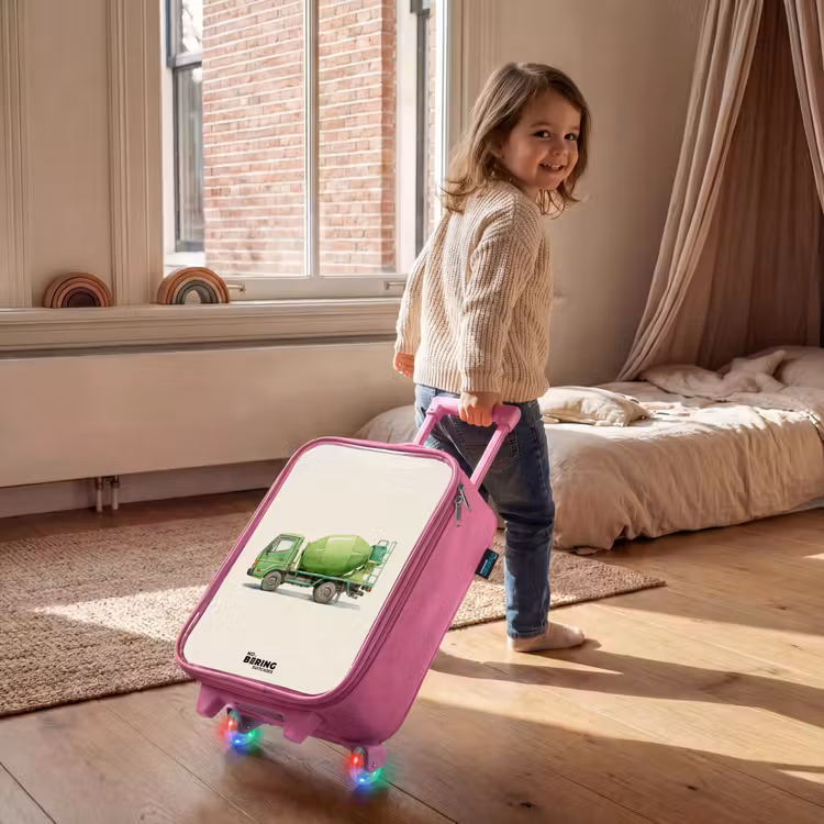 Kinderkoffer - Roze - Betonmixer - Getekend - Groen — 3