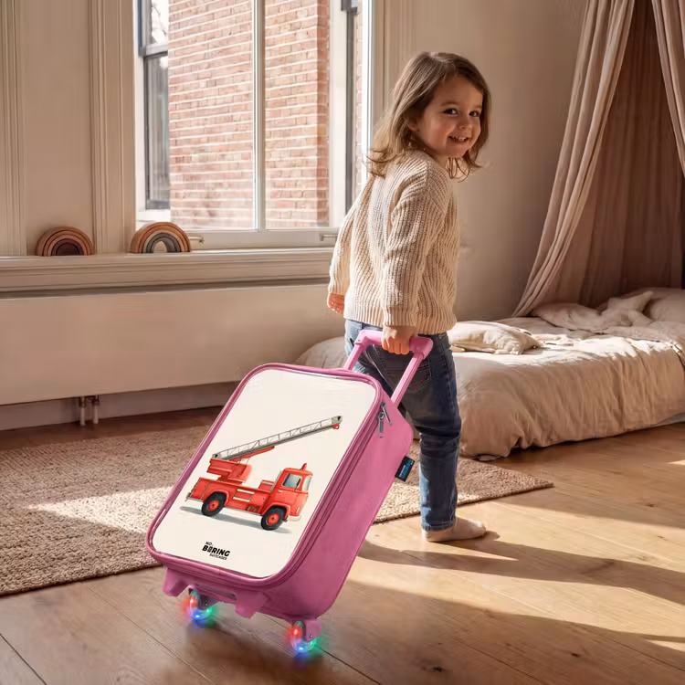 Kinderkoffer - Roze - Brandweerwagen - Getekend - Rood — 3