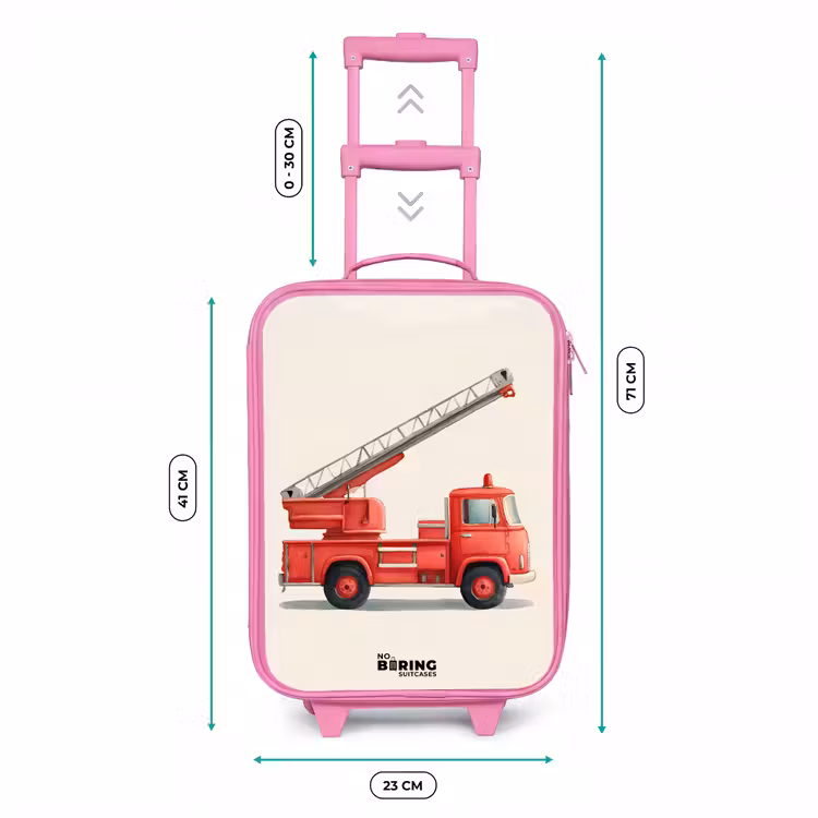 Kinderkoffer - Roze - Brandweerwagen - Getekend - Rood — 5