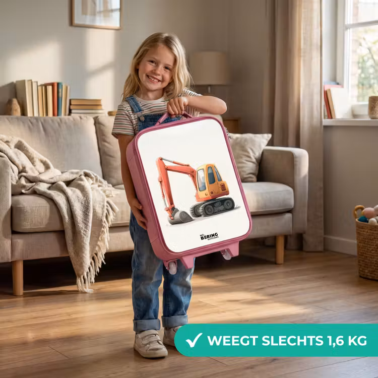 Kinderkoffer - Roze - Graafmachine - Getekend - Oranje — 2