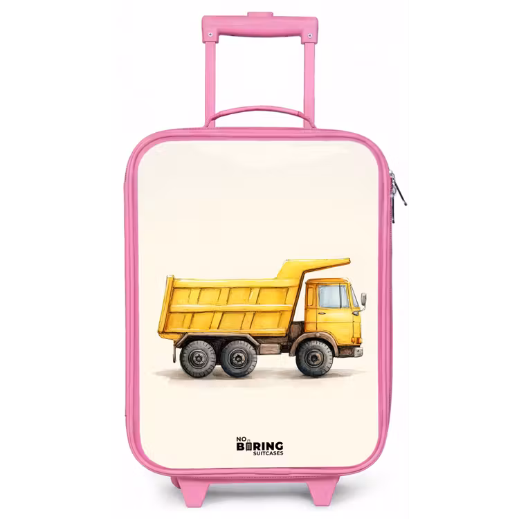Kinderkoffer - Roze - Kiepwagen - Getekend - Geel — 1