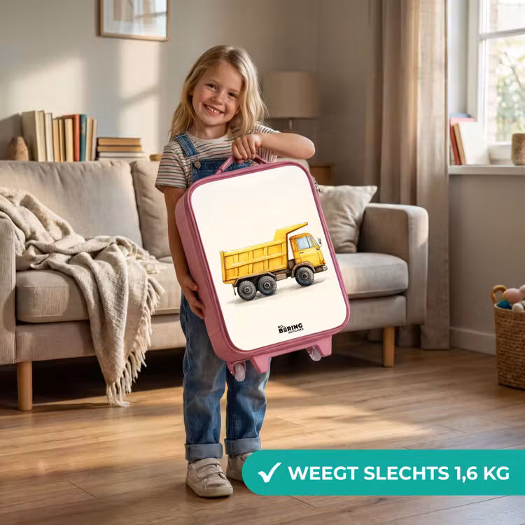 Kinderkoffer - Roze - Kiepwagen - Getekend - Geel — 2