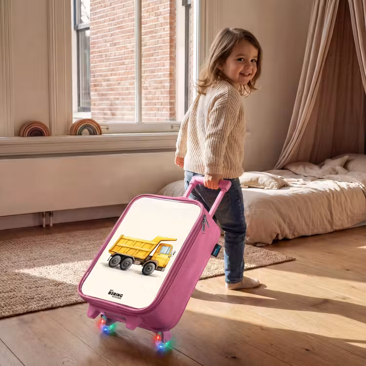 Kinderkoffer - Roze - Kiepwagen - Getekend - Geel — 3