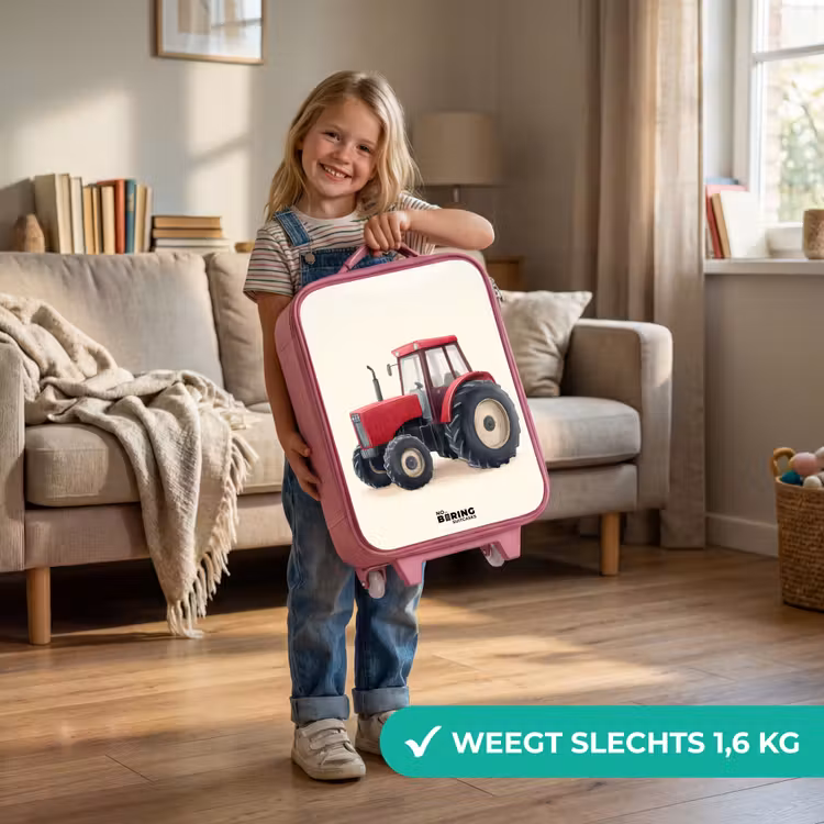 Kinderkoffer - Roze - Tractor - Getekend - Rood — 2