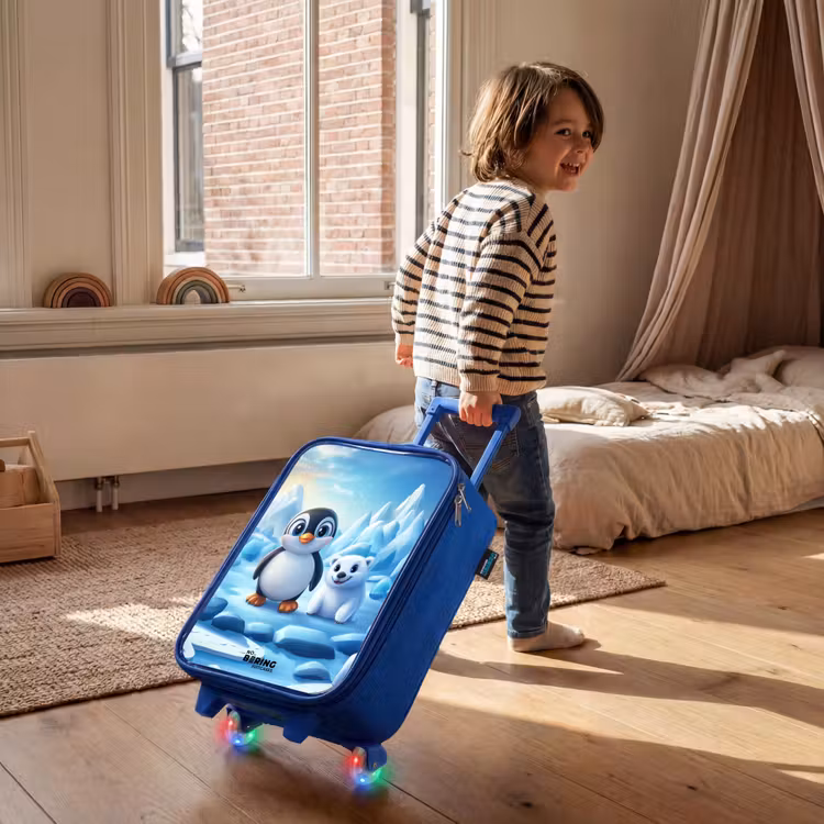 Kinderkoffer - Blauw - Pinguïn en ijsbeertje op ijsschotsen — 3