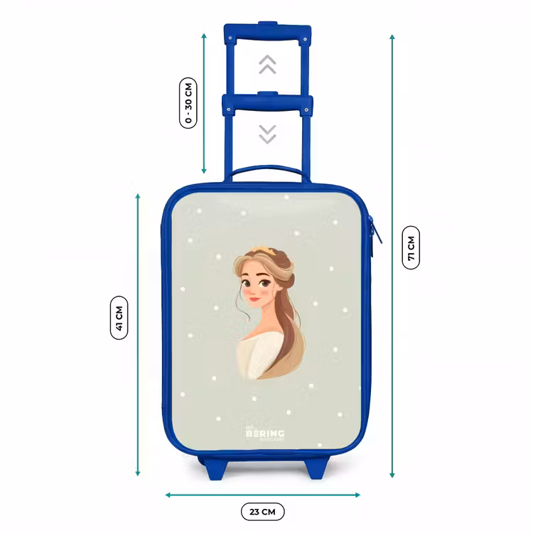 Kinderkoffer - Blauw - Prinses met tiara op groene stippenachtergrond — 6