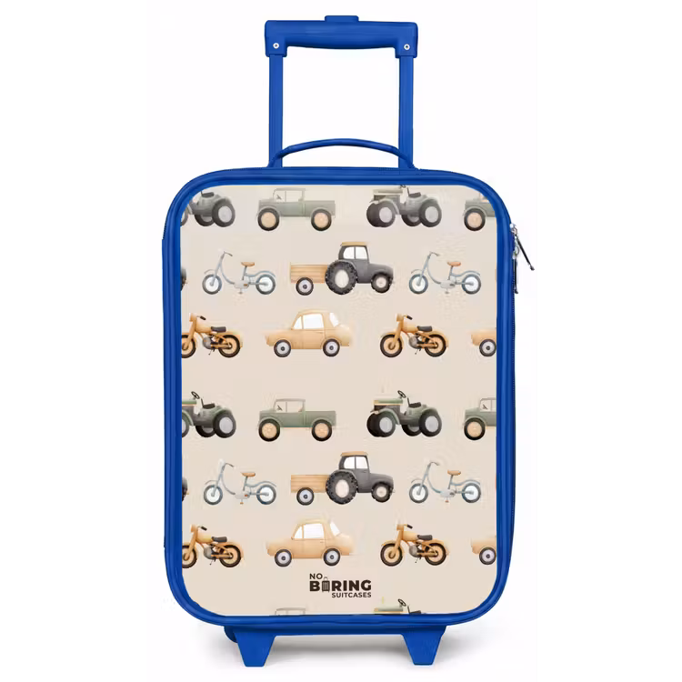 Kinderkoffer - Blauw - Retro voertuigen patroon — 1
