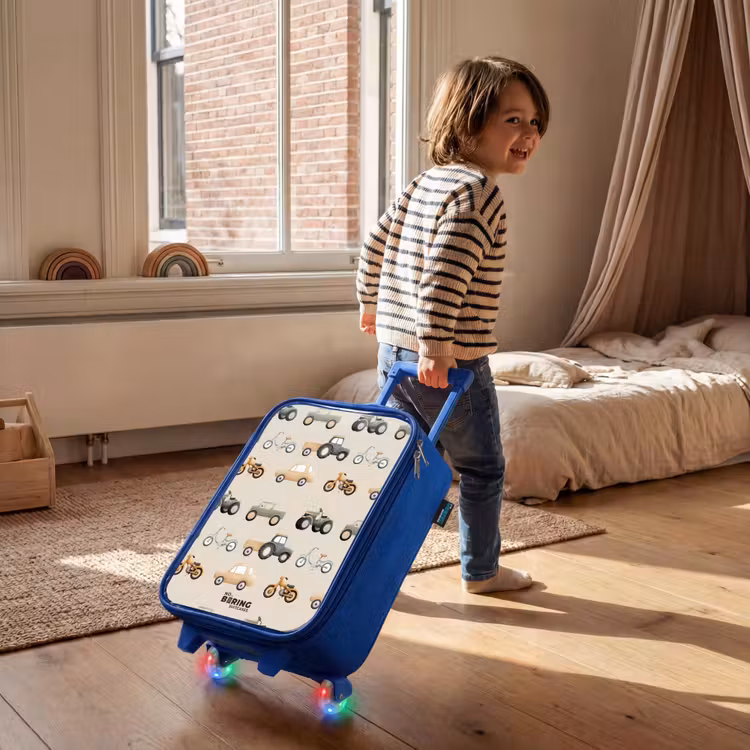 Kinderkoffer - Blauw - Retro voertuigen patroon — 3