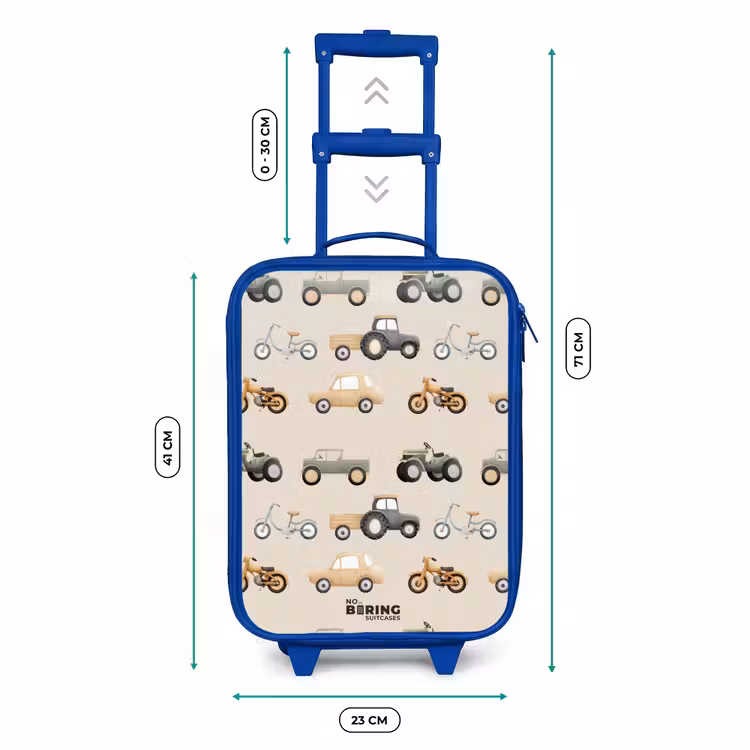 Kinderkoffer - Blauw - Retro voertuigen patroon — 6