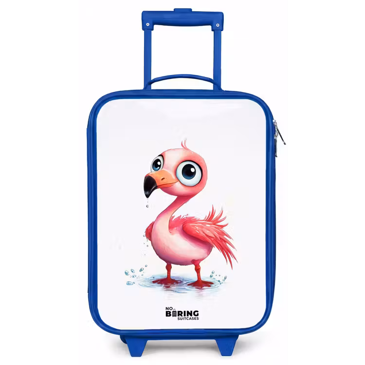 Kinderkoffer - Blauw - Roze flamingo in het water — 1