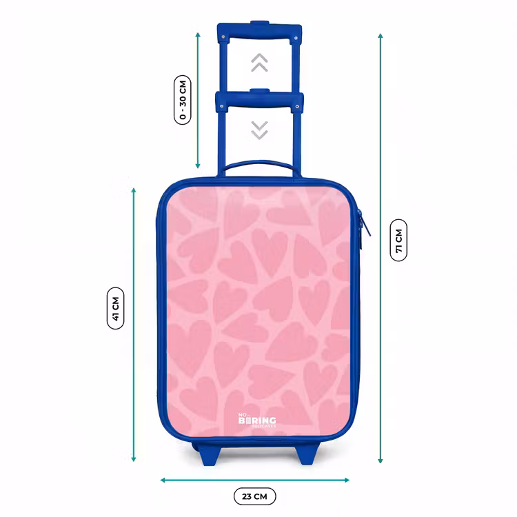 Kinderkoffer - Blauw - Roze hartjes patroon — 6