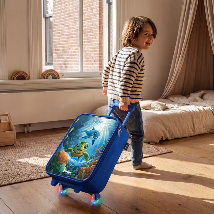 Kinderkoffer - Blauw - Schildpad en dolfijn in blauwe oceaan — 3