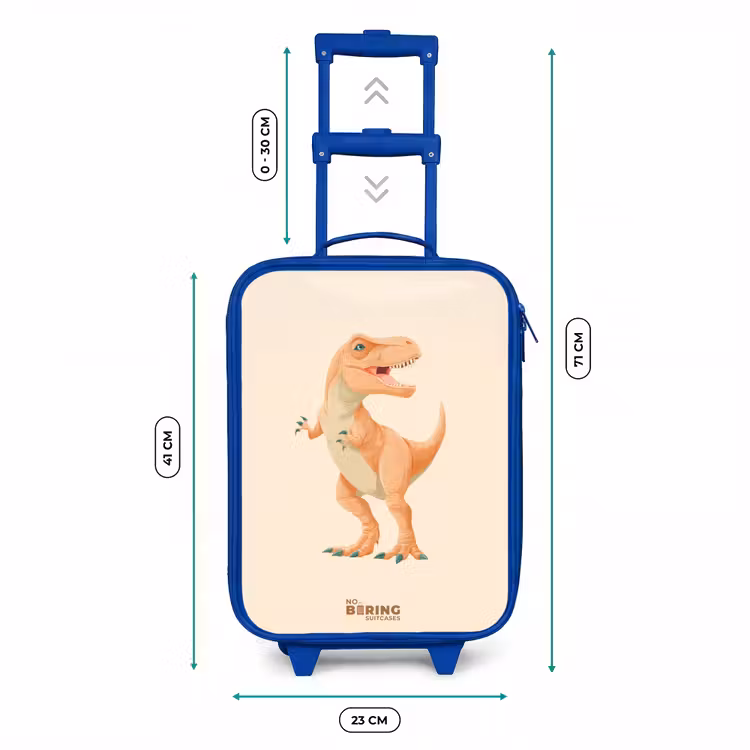 Kinderkoffer - Blauw - T-rex dino in oranje kleuren — 6