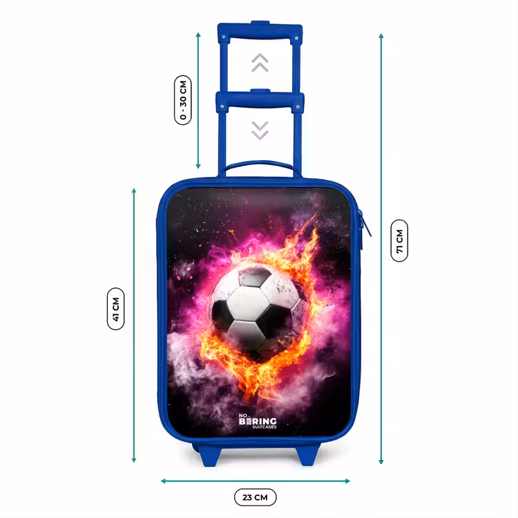 Kinderkoffer - Blauw - Voetbal in roze vuur explosie — 6