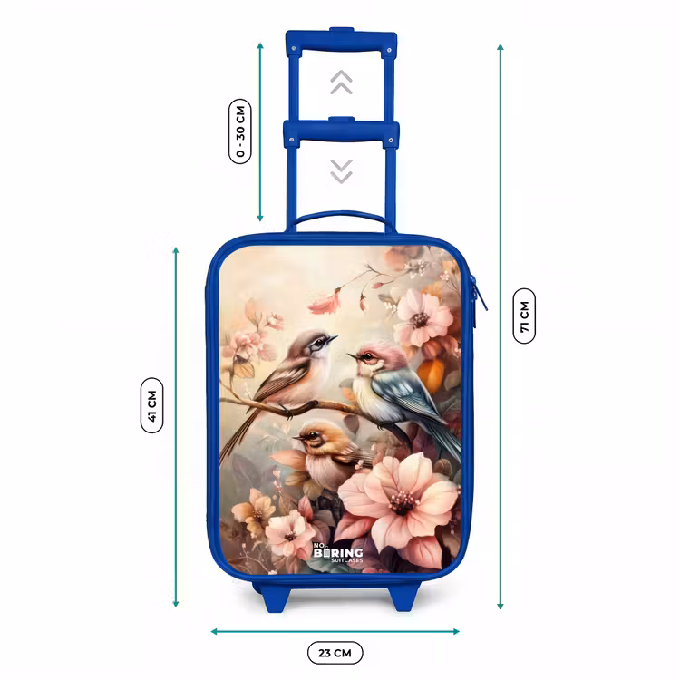 Kinderkoffer - Blauw - Vogels met roze bloemen — 6
