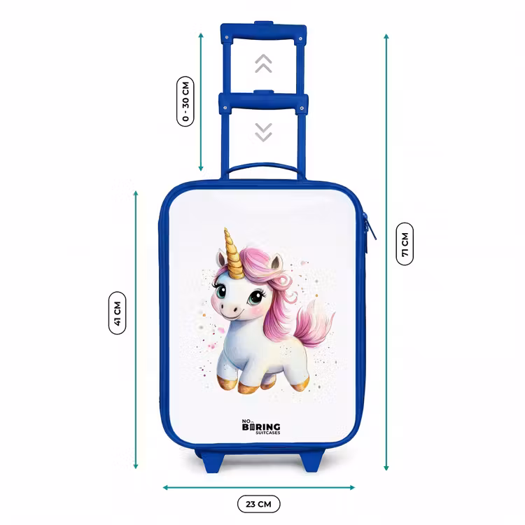 Kinderkoffer - Blauw - Witte eenhoorn met roze manen — 6