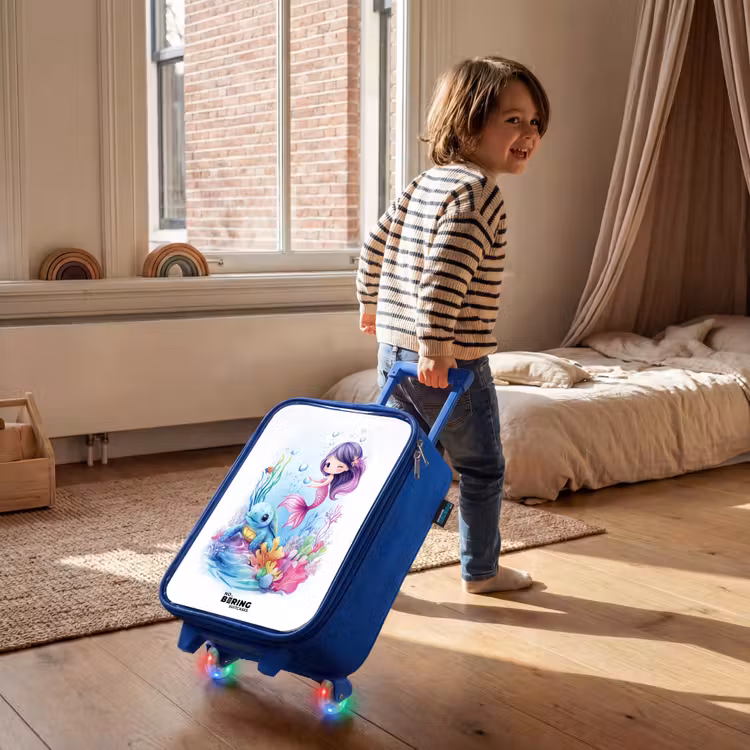 Kinderkoffer - Blauw - Zeemeermin met blauw schildpad tussen koraal — 3