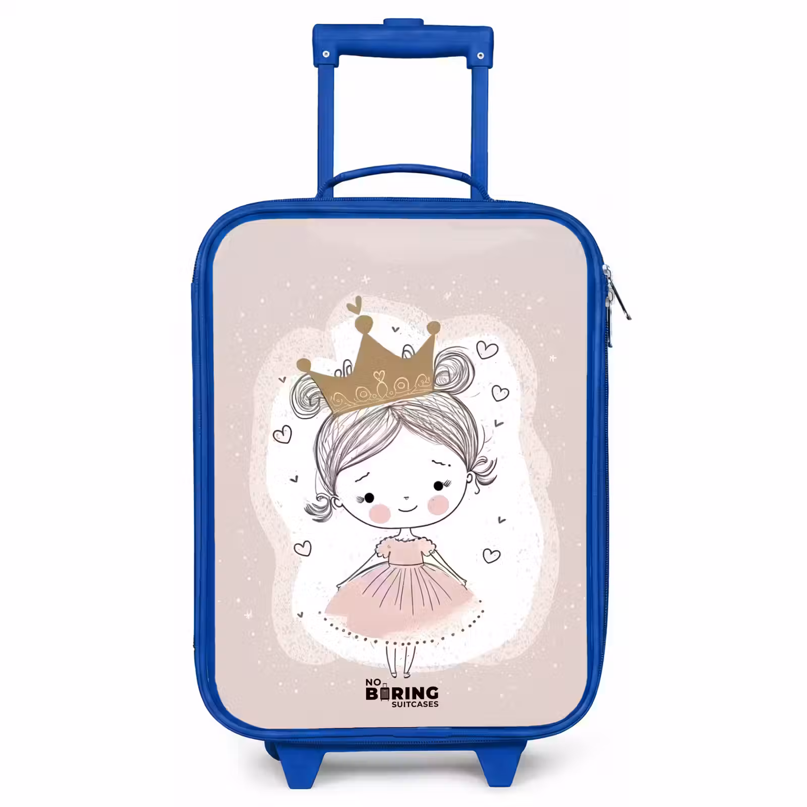 Kinderkoffer - Blauw - Prinses op gekleurde achtergrond met hartjes — 1