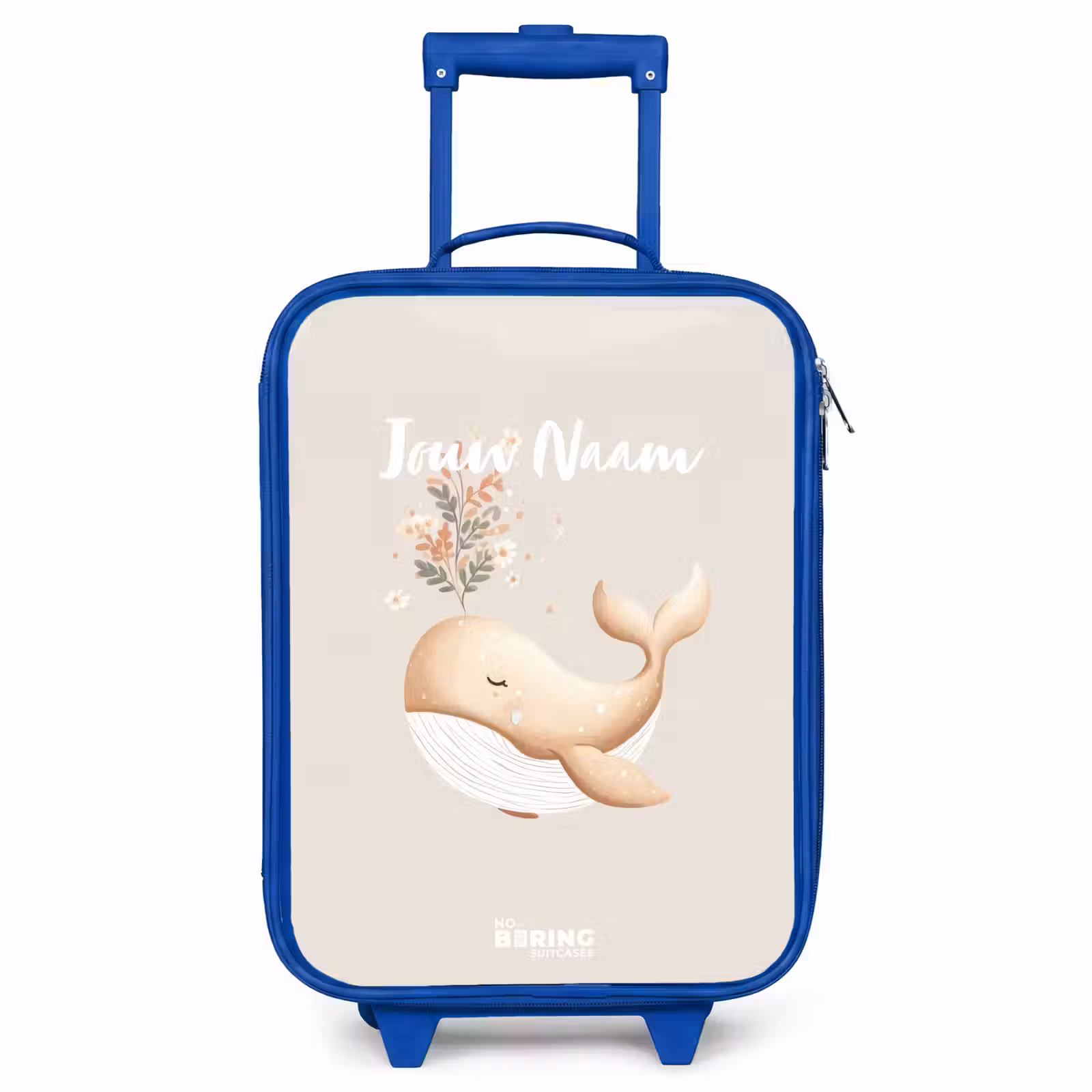 Kinderkoffer - Blauw - Walvis in pastel beige kleuren — 1