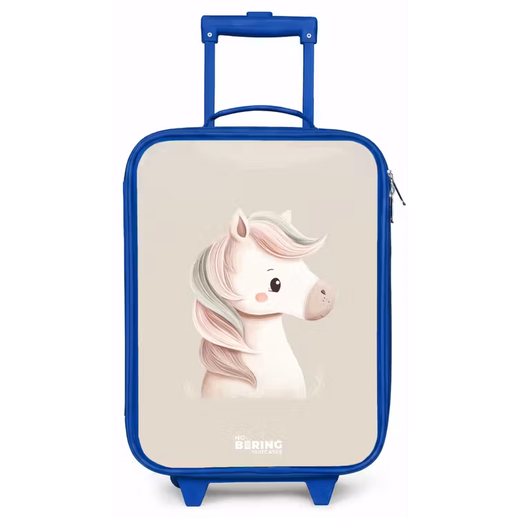 Kinderkoffer - Blauw - Pony in roze pastel kleuren — 1