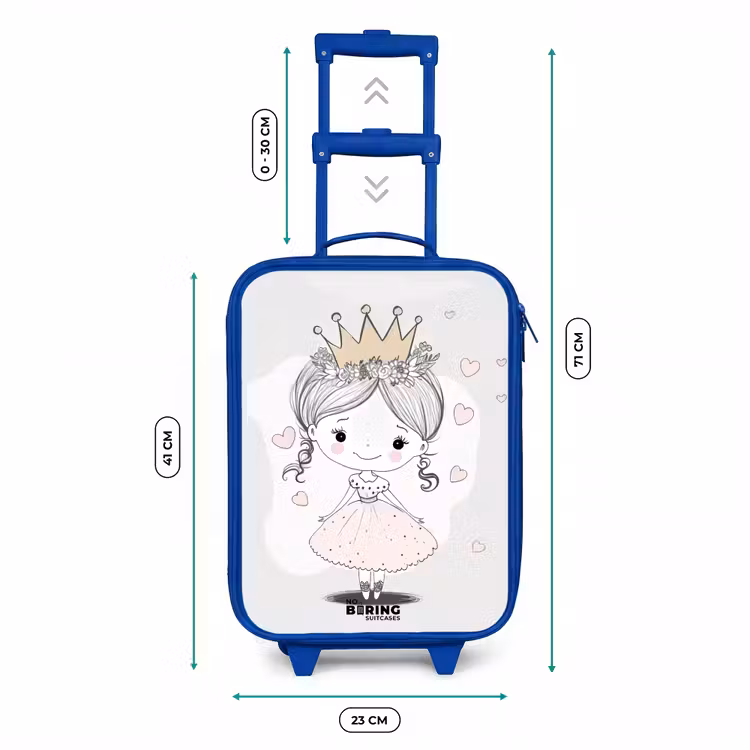Kinderkoffer - Blauw - Prinses met kroon en roze hartjes — 6