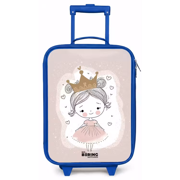 Kinderkoffer - Blauw - Prinses op gekleurde achtergrond met hartjes — 1