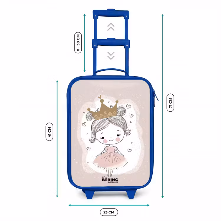 Kinderkoffer - Blauw - Prinses op gekleurde achtergrond met hartjes — 6