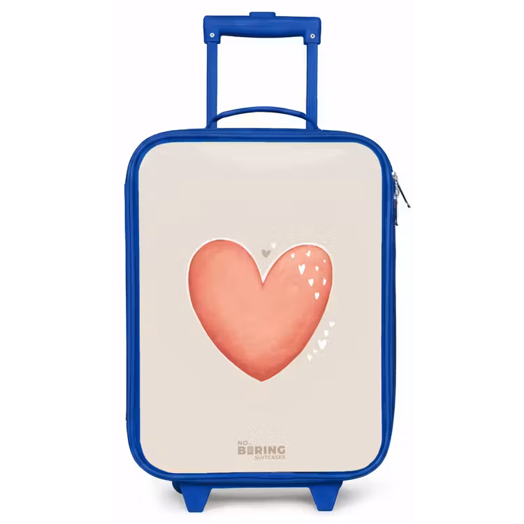 Kinderkoffer - Blauw - Rood hart op een beige achtergrond — 1