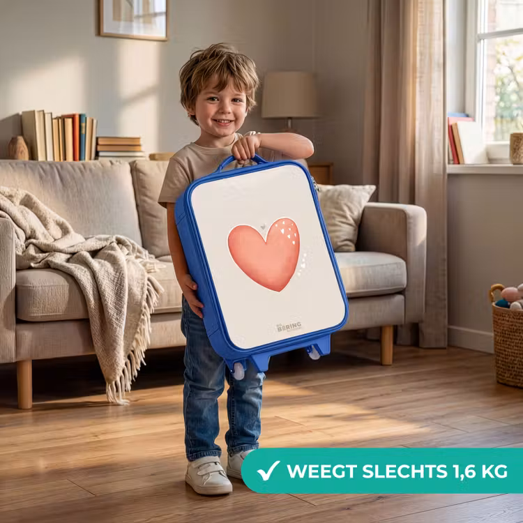 Kinderkoffer - Blauw - Rood hart op een beige achtergrond — 2