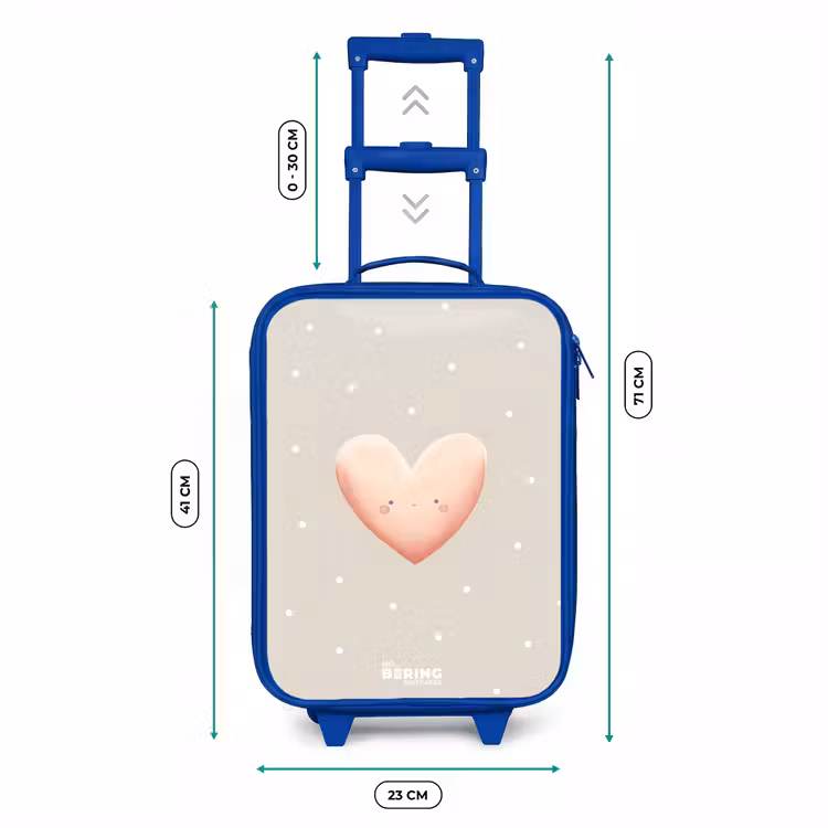Kinderkoffer - Blauw - Roze hart omringd door beige stippen — 6
