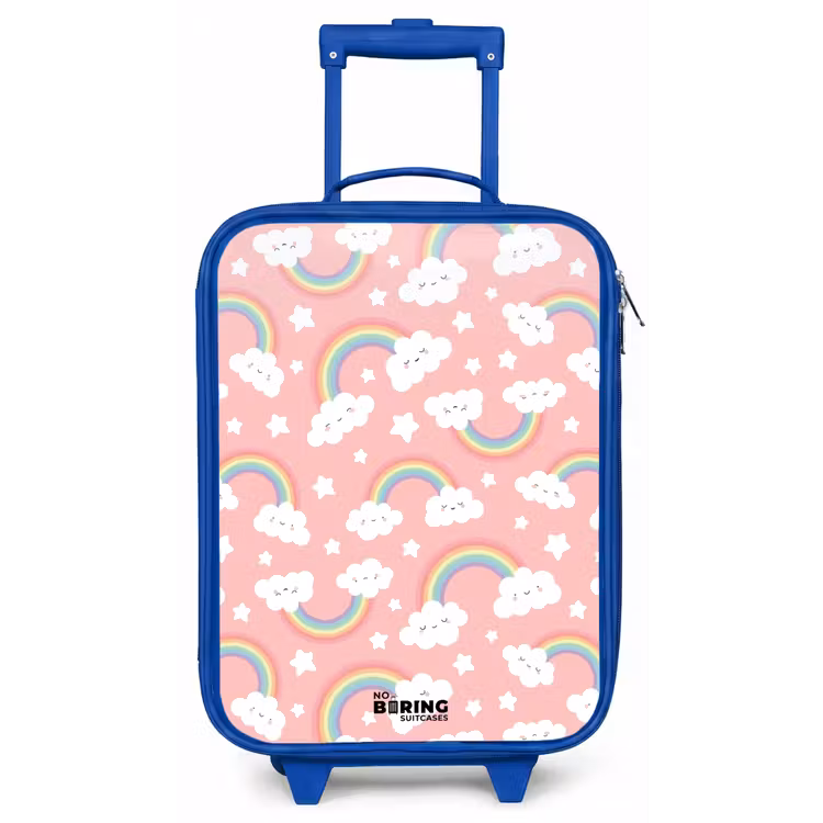 Kinderkoffer - Blauw - Roze met regenboog patroon — 1