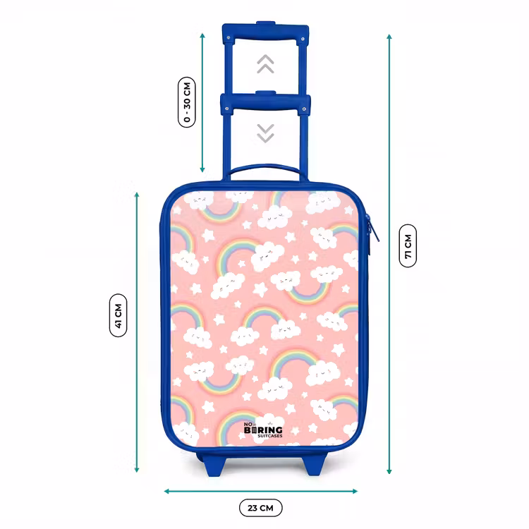 Kinderkoffer - Blauw - Roze met regenboog patroon — 6