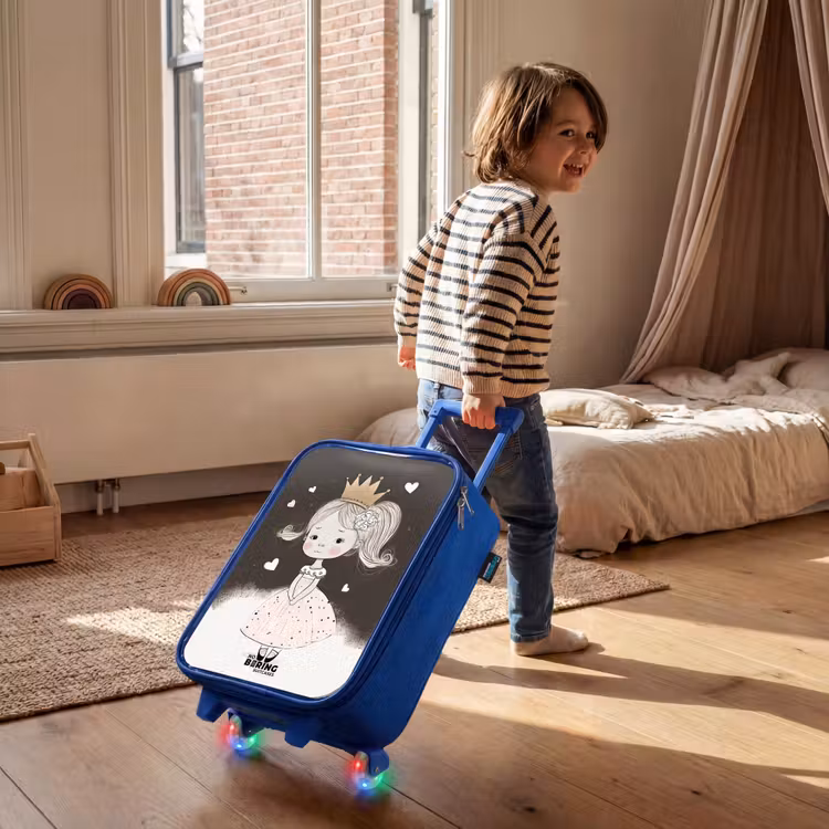 Kinderkoffer - Blauw - Verlegen prinses met bloem — 3