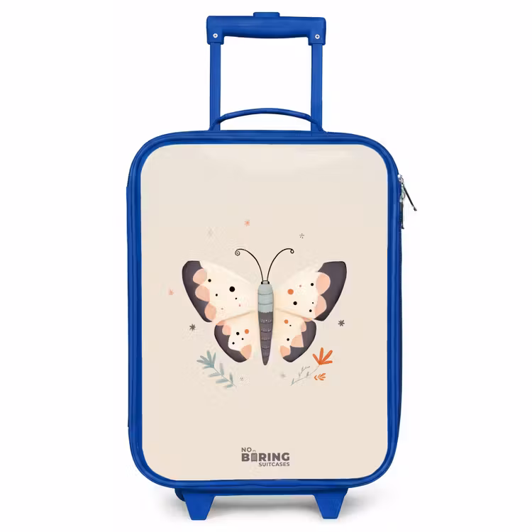 Kinderkoffer - Blauw - Vlinder in neutrale pastel kleuren — 1
