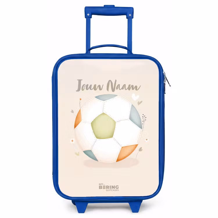 Kinderkoffer - Blauw - Voetbal in beige pastel kleuren — 1