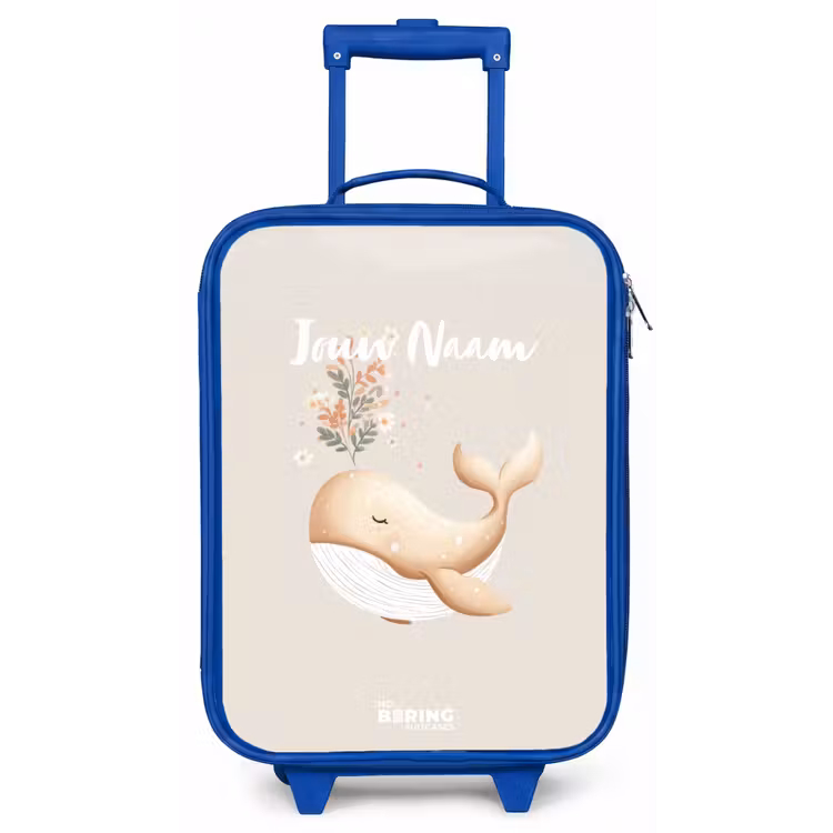Kinderkoffer - Blauw - Walvis in pastel beige kleuren — 1
