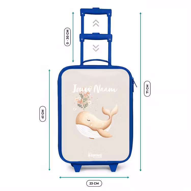 Kinderkoffer - Blauw - Walvis in pastel beige kleuren — 6