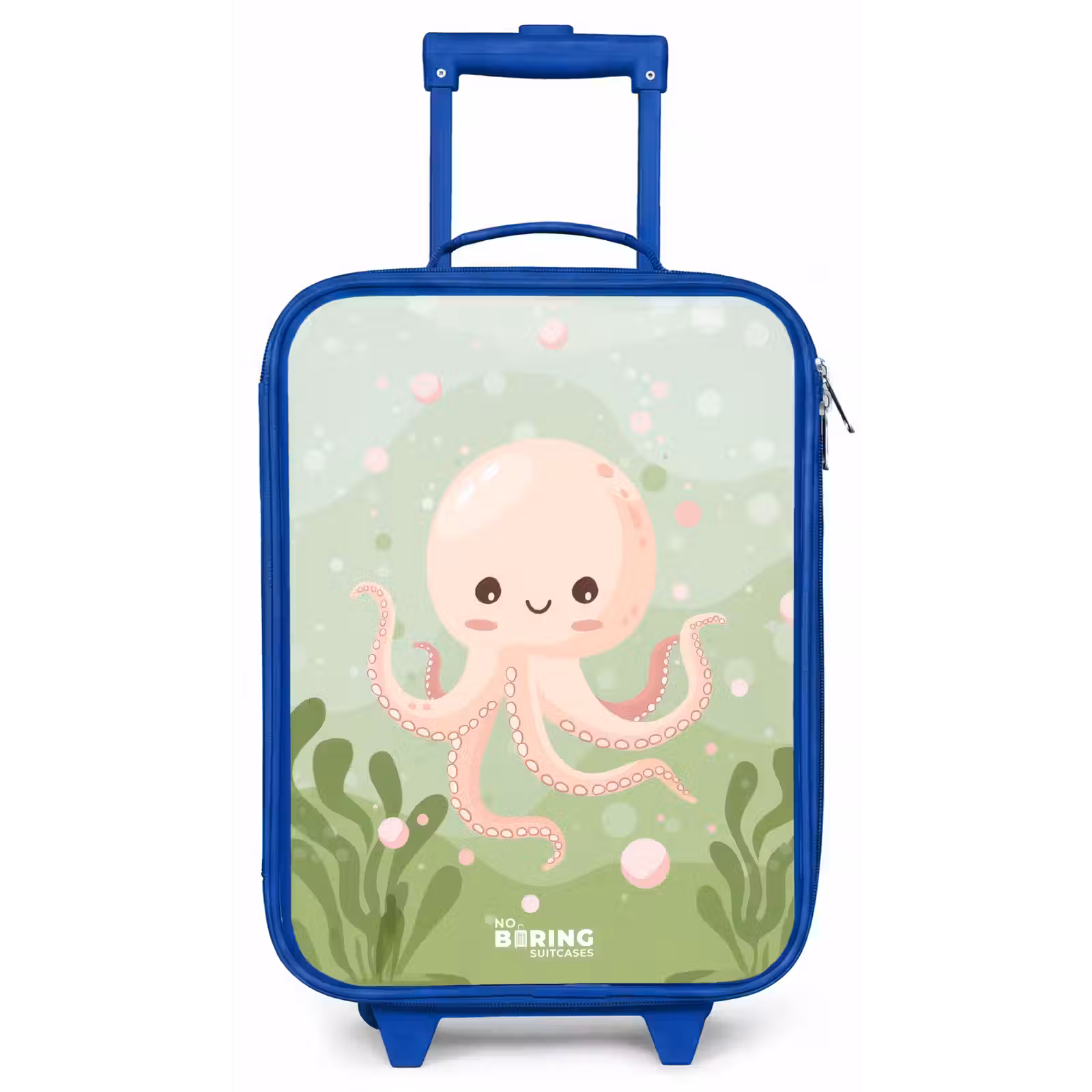 Kinderkoffer - Blauw - Roze octopus met een lach — 1