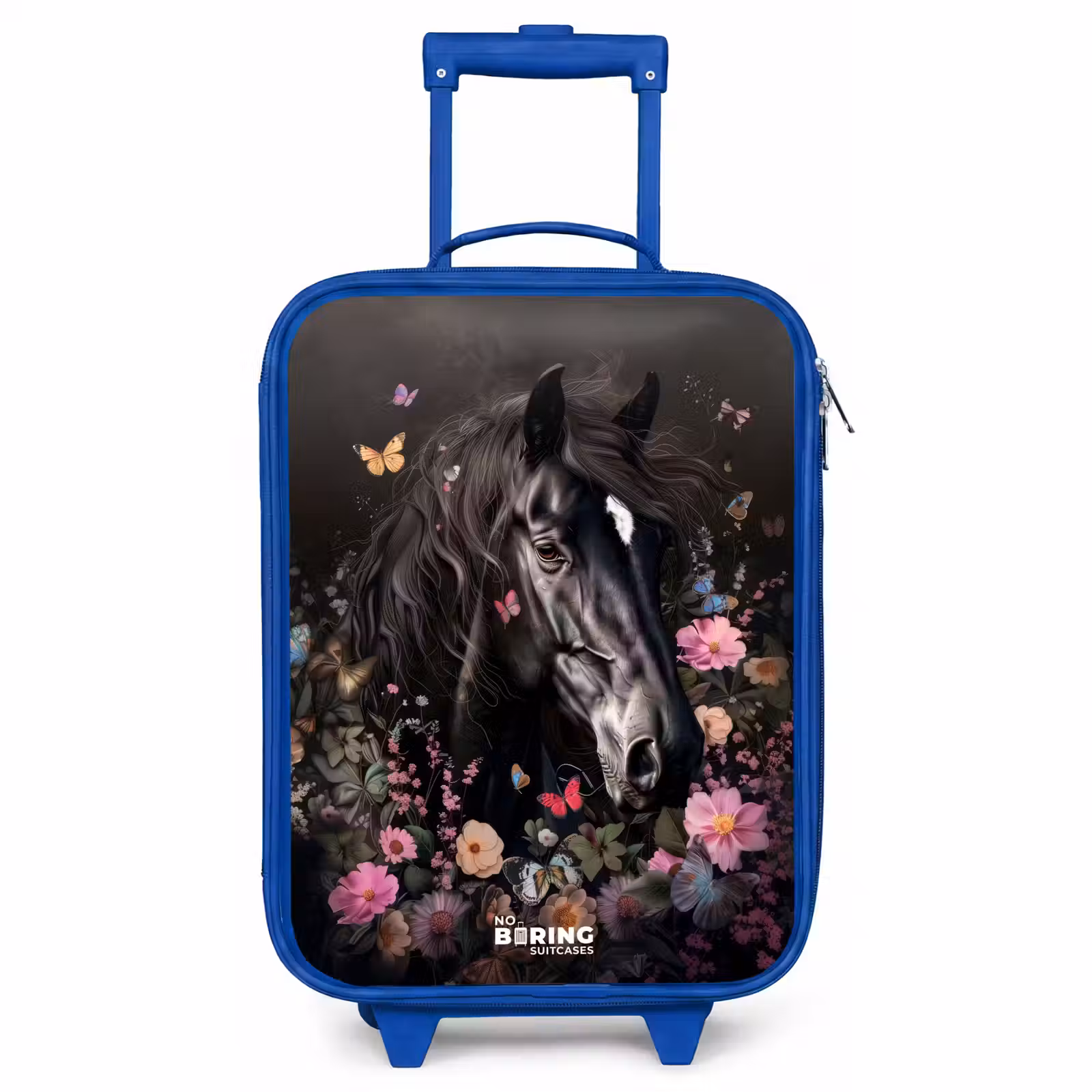 Kinderkoffer - Blauw - Zwart paard in bloei — 1