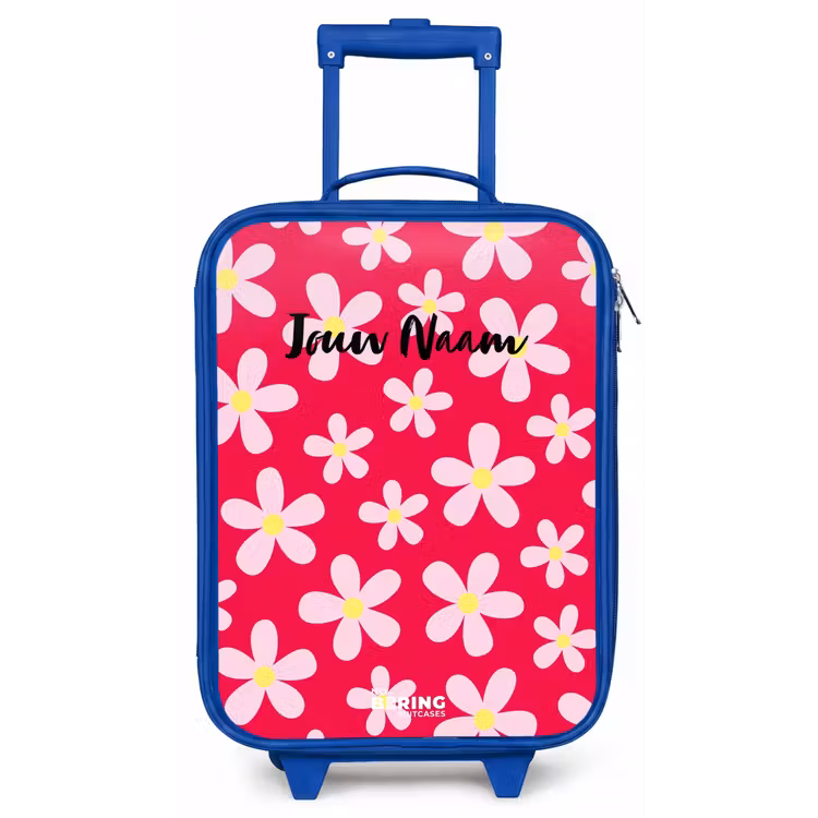 Kinderkoffer - Blauw - Madeliefjesmania hotpink — 1