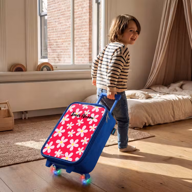 Kinderkoffer - Blauw - Madeliefjesmania hotpink — 3