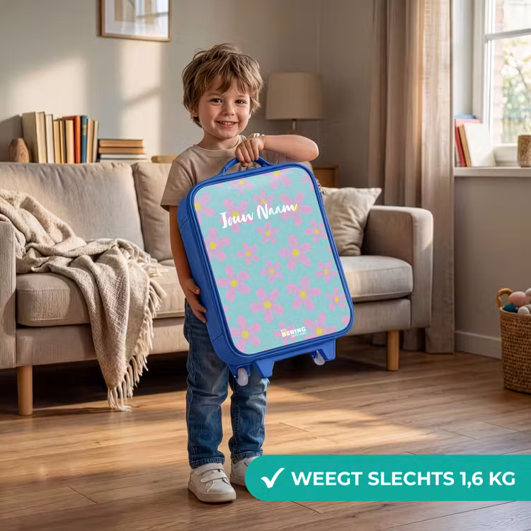 Kinderkoffer - Blauw - Madeliefjesmania mint — 2
